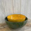 Insalatiera in Stoneware ColorFull Effetto Martellato con Bordino Marrone Ø20xh10 cm