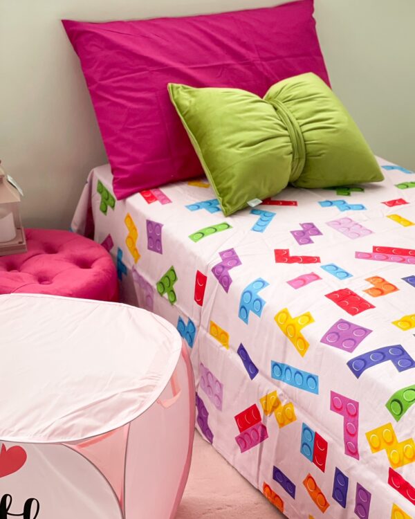 Copriletto Mattoncini Lego Misura Singola Rosa