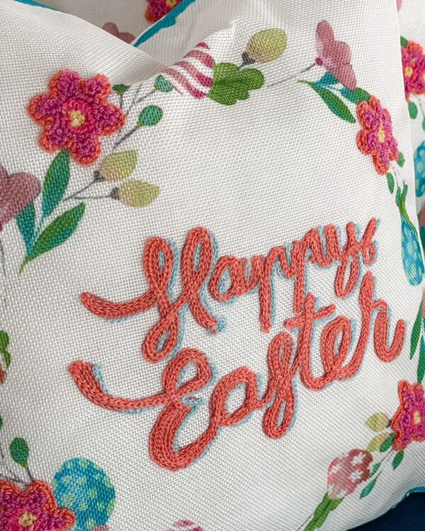 Cuscino Arredo Pasquale HAPPY EASTER Ricamato 40x40 cm