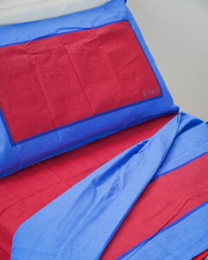 Completo Lenzuola Blu e Rosso Zero Bed Disponibile Nella Misura Singola e Matrimoniale
