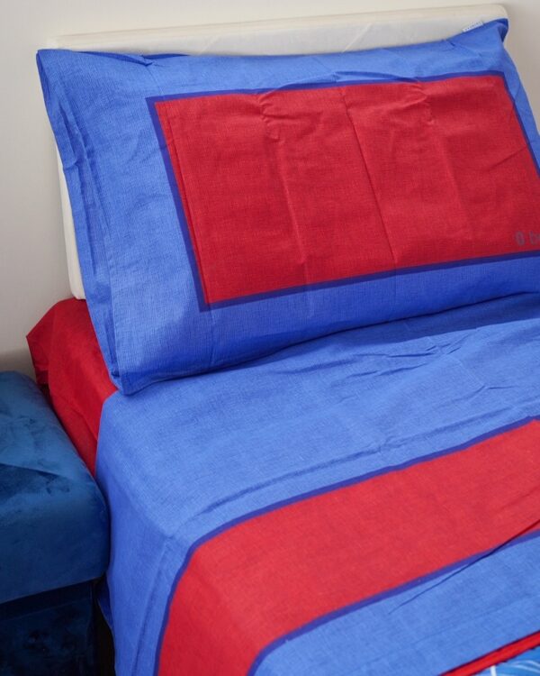 Completo Lenzuola Blu e Rosso Zero Bed Disponibile Nella Misura Singola e Matrimoniale