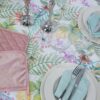 Servizio Tovaglia Ortensia con Tovaglioli in Rasatello di Cotone Made in Italy