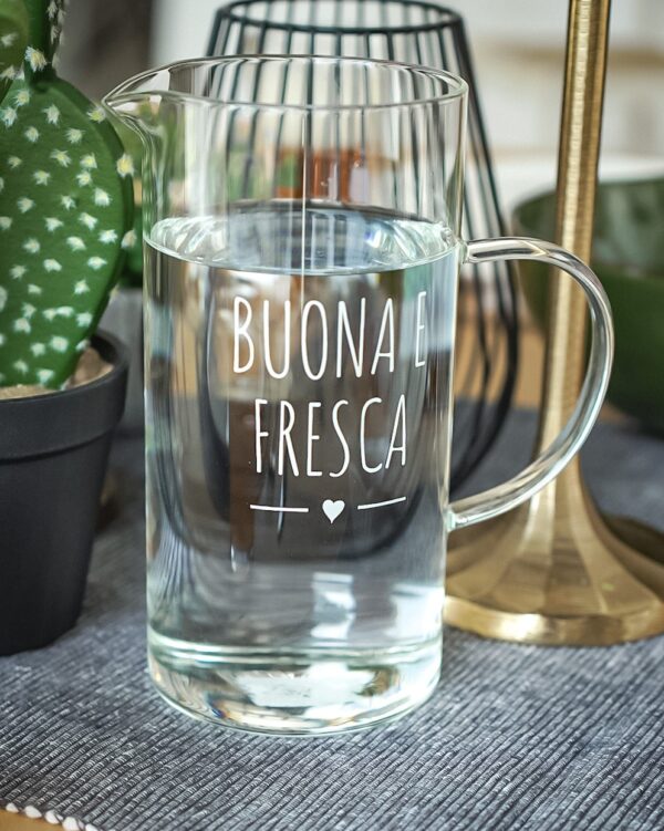 Brocca Con Frase In Vetro Borosilicato 1200ml
