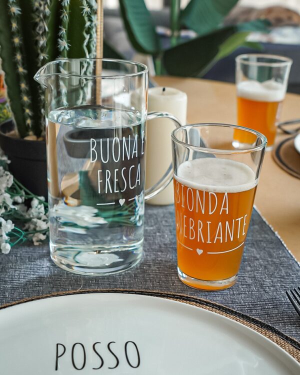 Brocca Con Frase In Vetro Borosilicato 1200ml