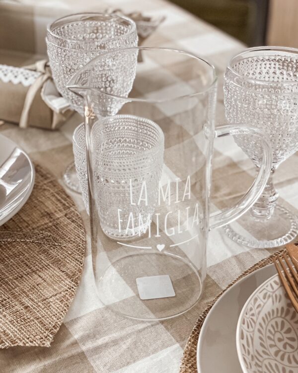 Brocca Con Frase In Vetro Borosilicato 1200ml