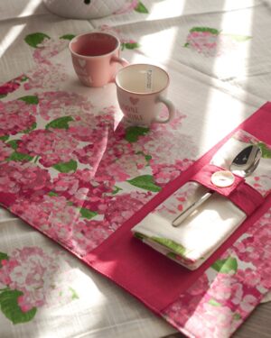 Tovaglietta Colazione Con Tovagliolo Dalia Fucsia e Bianca