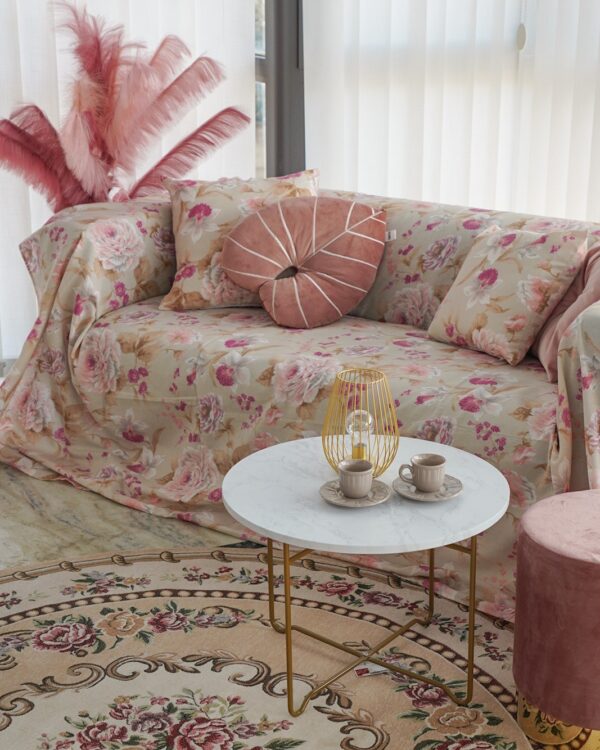 Cuscino Arredo Patrizia Floreale nei Toni del Rosa E Beige In 2 Dimensioni Sfoderabili con Zip