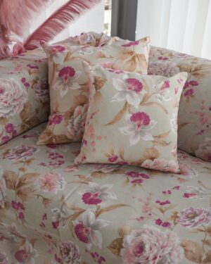 Cuscino Arredo Patrizia Floreale nei Toni del Rosa E Beige In 2 Dimensioni Sfoderabili con Zip