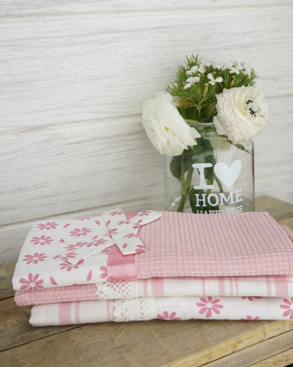 Set 3 Strofinacci Preziosa Home In Nidone e Applicazioni in Merletto