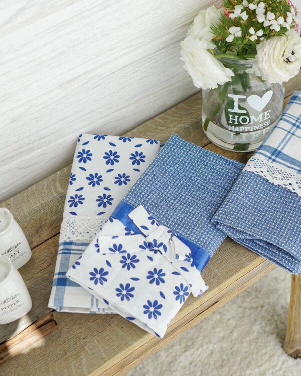 Set 3 Strofinacci Preziosa Home In Nidone e Applicazioni in Merletto