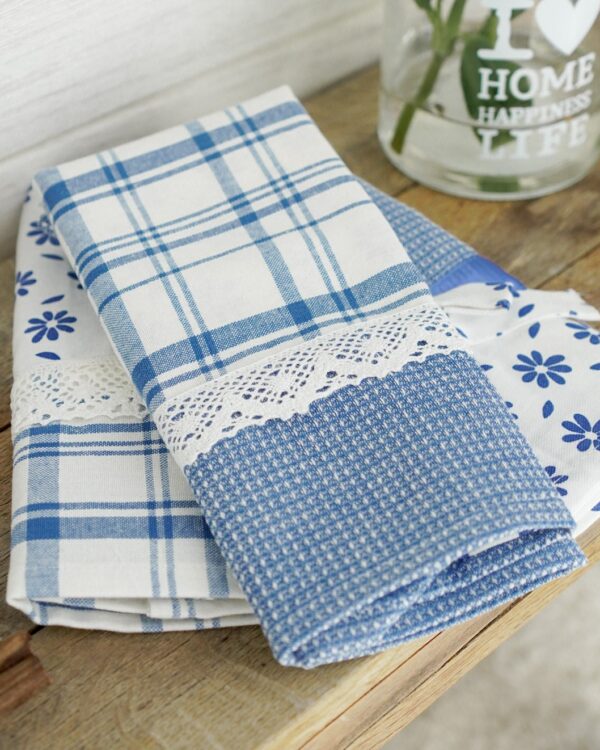 Set 3 Strofinacci Preziosa Home In Nidone e Applicazioni in Merletto