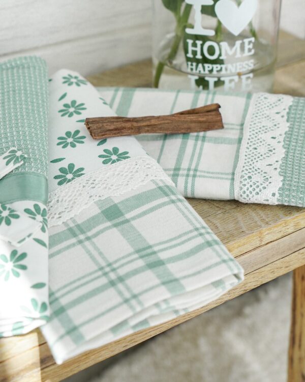 Set 3 Strofinacci Preziosa Home In Nidone e Applicazioni in Merletto