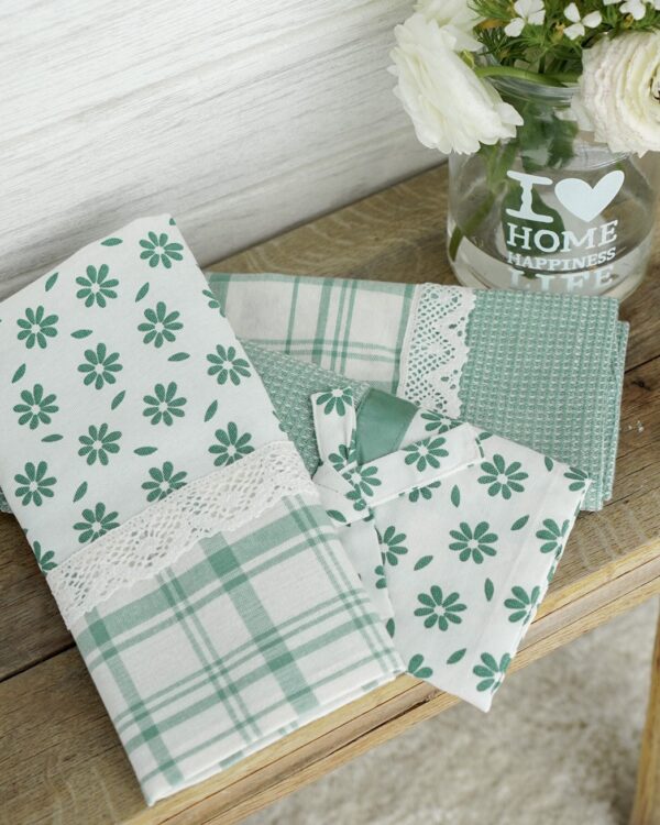 Set 3 Strofinacci Preziosa Home In Nidone e Applicazioni in Merletto