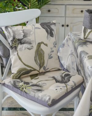 Cuscino Arredo Patrizia Floreale nei Toni del Grigio In 2 Dimensioni Sfoderabili con Zip
