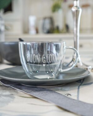 Tazza Colazione Buongiorno Nuvole di Stoffa in Vetro Borosilicato
