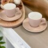 Tazza Caffè con Piattino Effetto Marmoreo Set 6 Pezzi Porcellana Beige Tognana