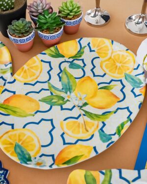 Vassoio Ovale in Melamina 40 cm Decoro Limoni