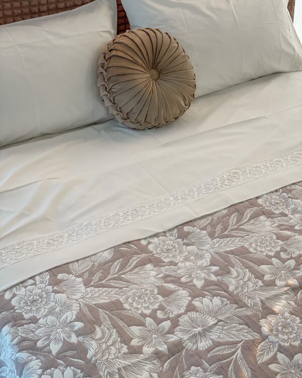 Completo Letto Lenzuola Matrimoniale Cher Panna Latte Nazareno Gabrielli Scatolato