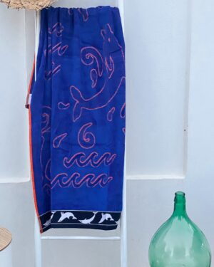 Telo Mare Delfini Blu e Arancio Singolo