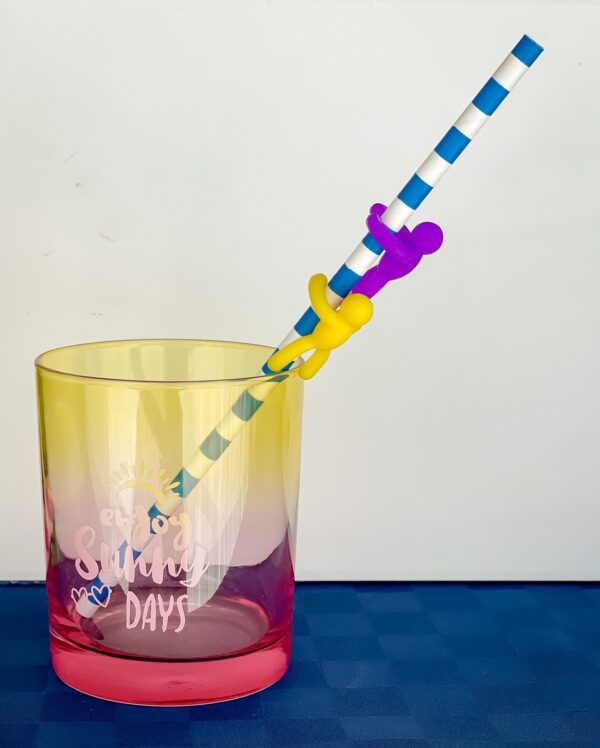 Set 6 Marker per Bicchieri o Cannucce Omini My Drink Silicone Multicolor