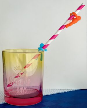 Set 6 Marker per Bicchieri o Cannucce Omini My Drink Silicone Multicolor