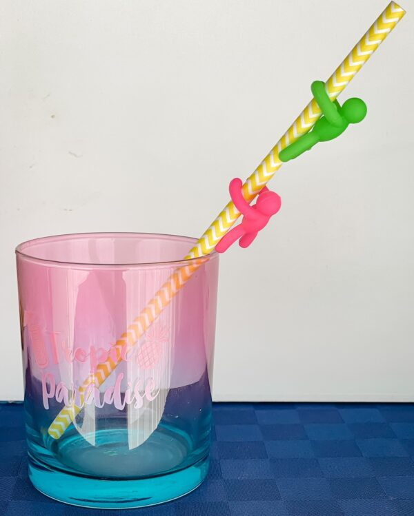 Set 6 Marker per Bicchieri o Cannucce Omini My Drink Silicone Multicolor