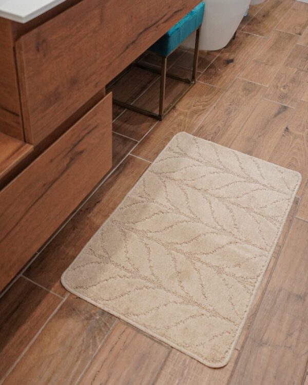Tappeto da Bagno Classic Disegno Foglia con Retro in Latex Antiscivolo Disponibile In Diverse Misure