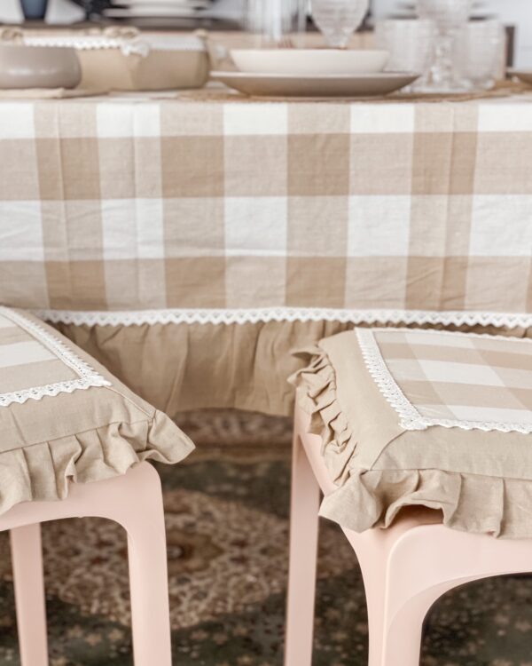 Cuscino Coprisedia Coppia Con Rouches e Laccetti Linea Queen
