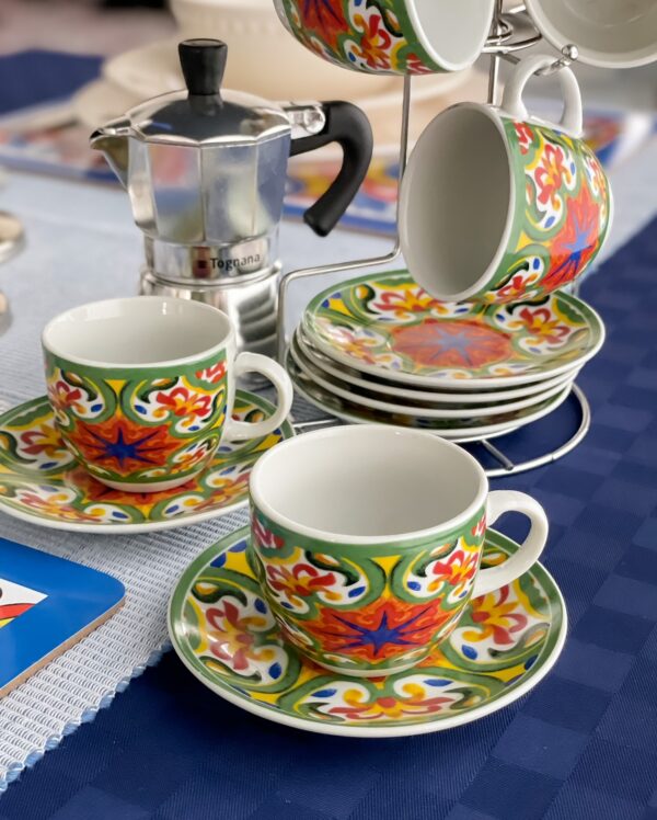 Set Tazzine da Caffè in fine Porcellana Linea Estate Con Espositore