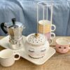 Tazzine da Caffè Impilabili Set da 4 Con Supporto Metallico Bubble Colors