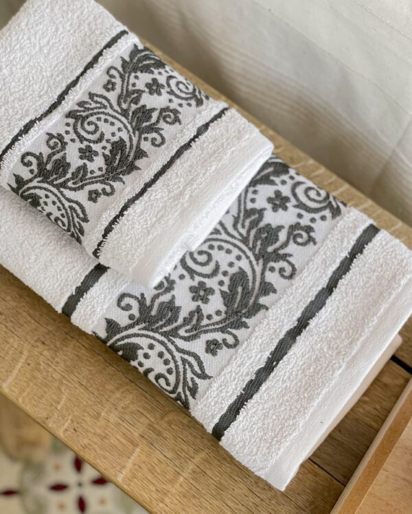 Set Asciugamani Viso e Ospite Floriana In Spugna Jacquard