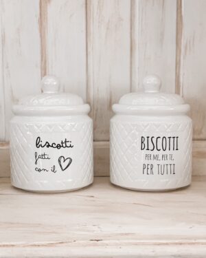 Biscottiera In Ceramica Con Coperchio Ermetico e Scritte Orion
