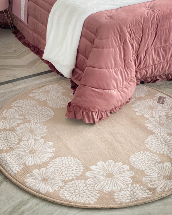 Tappeto Tondo Preziosa Home Con Decori Floreali e Fondo Antiscivolo