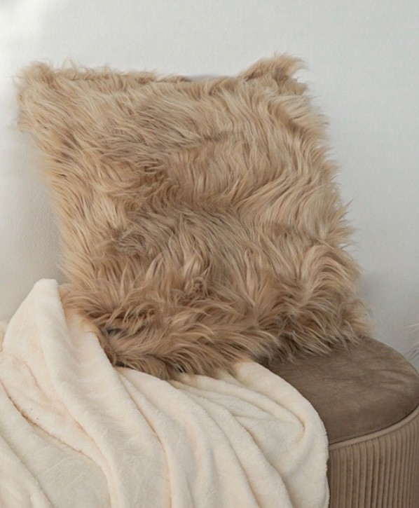 Cuscino Arredo Sheep Long Imbottito 45x45 cm Con Eco Pellicceria