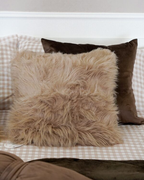 Cuscino Arredo Sheep Long Imbottito 45x45 cm Con Eco Pellicceria