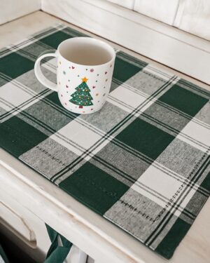 Tovaglietta Colazione Linea Antibes a Quadri Verde e Bianco