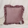 Cuscino Arredo in Velluto con Imbottitura Quadrato con Rouches 40x40cm