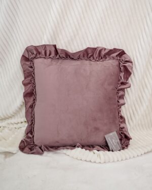 Cuscino Arredo in Velluto con Imbottitura Quadrato con Rouches 40x40cm