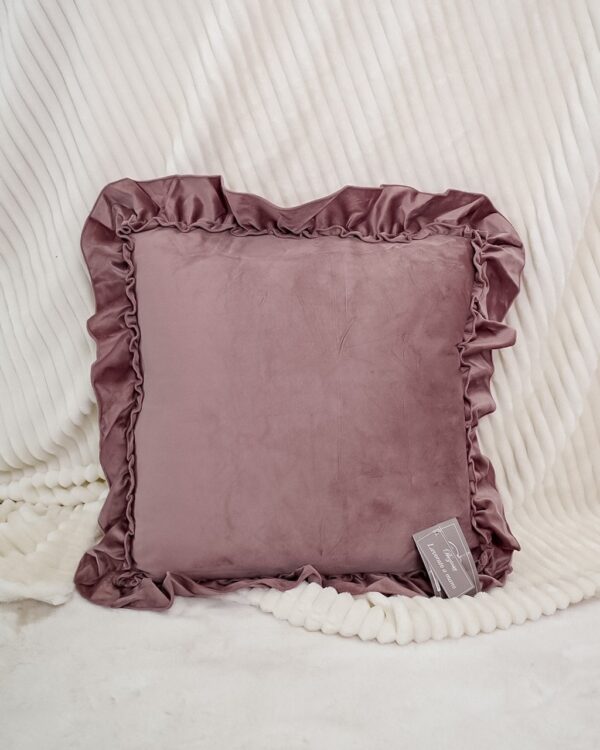 Cuscino Arredo in Velluto con Imbottitura Quadrato con Rouches 40x40cm
