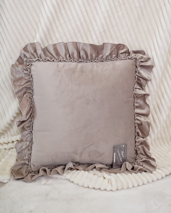 Cuscino Arredo in Velluto con Imbottitura Quadrato con Rouches 40x40cm