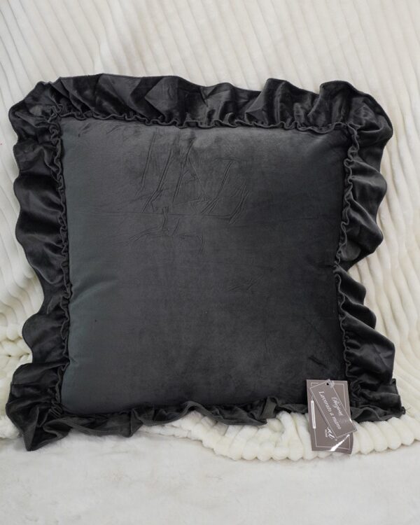 Cuscino Arredo in Velluto con Imbottitura Quadrato con Rouches 40x40cm