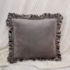 Cuscino Arredo in Velluto con Imbottitura Quadrato con Rouches 40x40cm