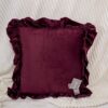 Cuscino Arredo in Velluto con Imbottitura Quadrato con Rouches 40x40cm