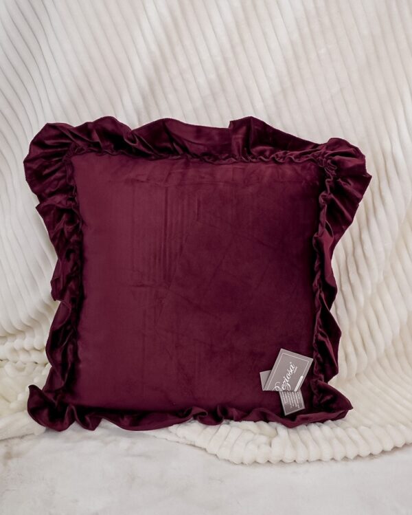 Cuscino Arredo in Velluto con Imbottitura Quadrato con Rouches 40x40cm
