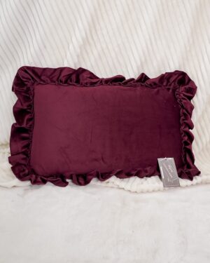 Cuscino Arredo in Velluto con Imbottitura Rettangolare con Rouches 35x50cm