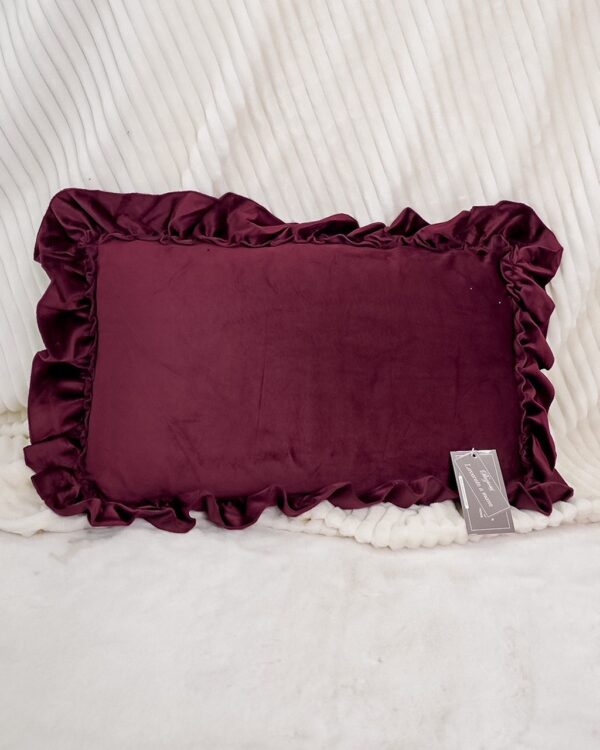 Cuscino Arredo in Velluto con Imbottitura Rettangolare con Rouches 35x50cm