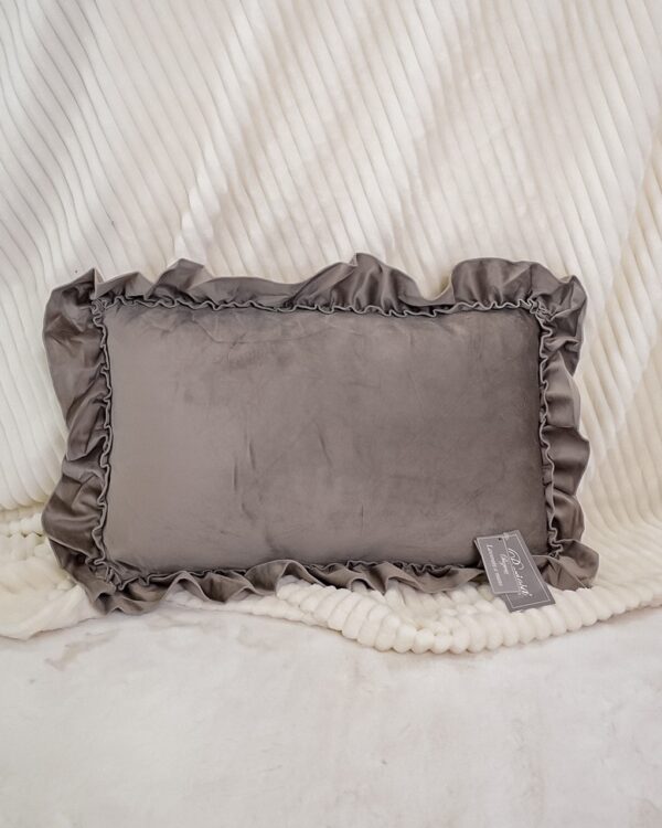 Cuscino Arredo in Velluto con Imbottitura Rettangolare con Rouches 35x50cm