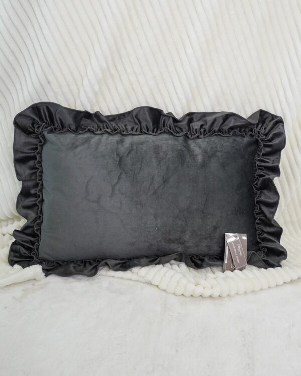 Cuscino Arredo in Velluto con Imbottitura Rettangolare con Rouches 35x50cm