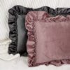 Cuscino Arredo in Velluto con Imbottitura Rettangolare con Rouches 35x50cm
