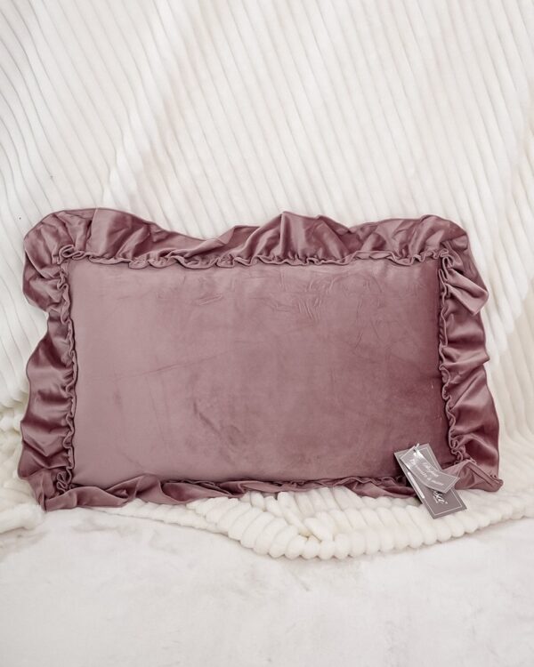 Cuscino Arredo in Velluto con Imbottitura Rettangolare con Rouches 35x50cm